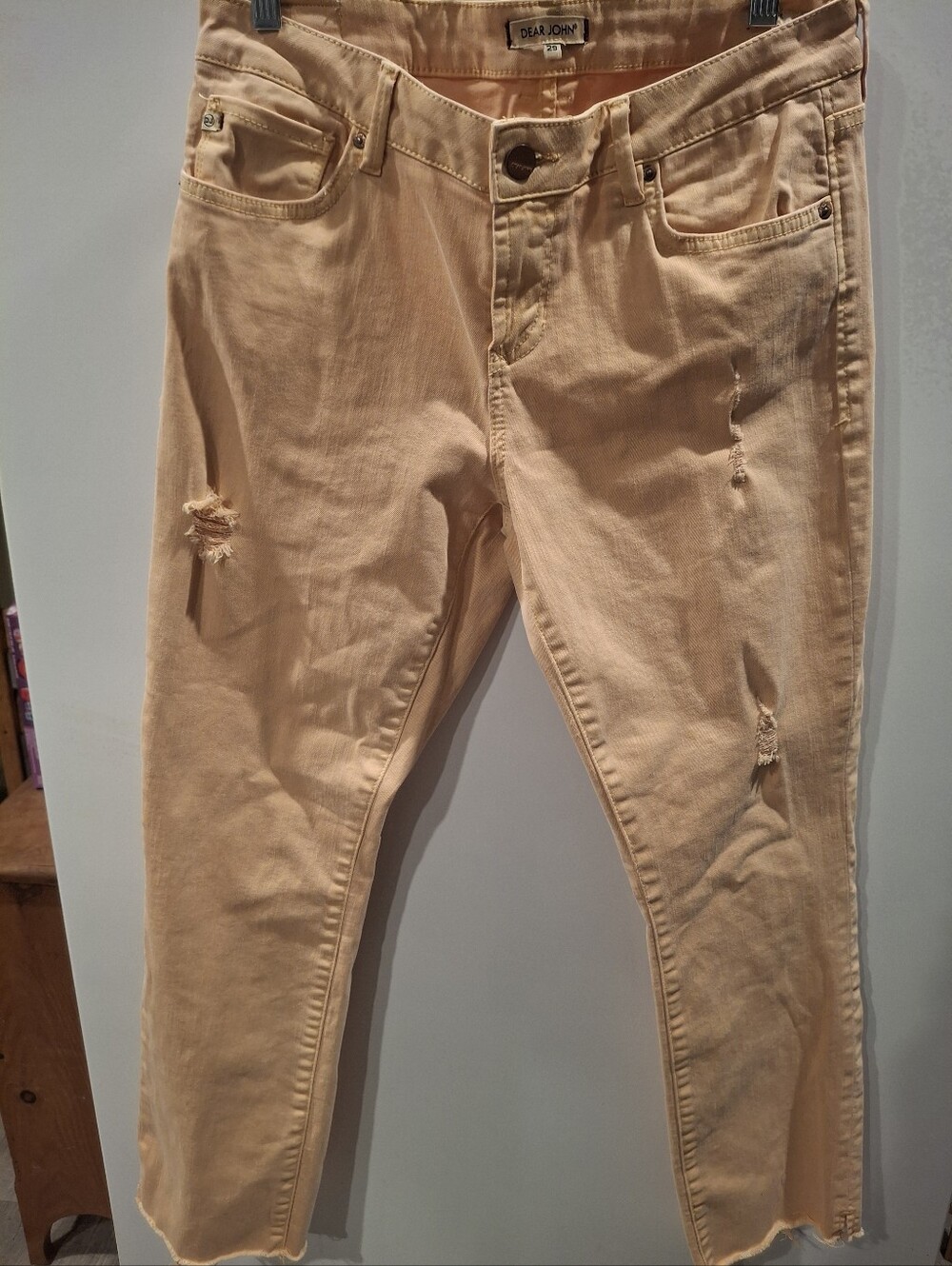Dear John Yellow Cropped Distressed Jeans